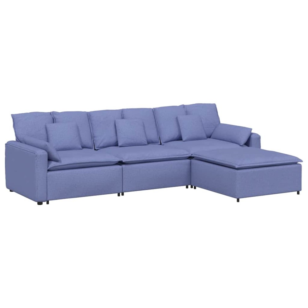 vidaXL Canapea modulară cu taburet și perne, albastru jeans
