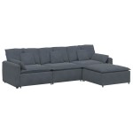 vidaXL Canapea modulară cu taburet și perne Gri închis vidaXL Canapea modulară cu taburet și perne Gri închis