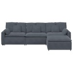 vidaXL Canapea modulară cu taburet și perne Gri închis vidaXL Canapea modulară cu taburet și perne Gri închis