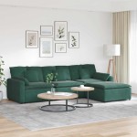 vidaXL Canapea modulară cu taburet și perne, verde închis vidaXL Canapea modulară cu taburet și perne, verde închis