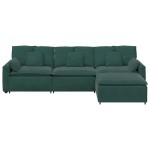 vidaXL Canapea modulară cu taburet și perne, verde închis vidaXL Canapea modulară cu taburet și perne, verde închis