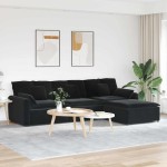 vidaXL Canapea modulară cu taburet și perne, negru