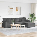 vidaXL Canapea modulară cu taburet și perne Gri închis vidaXL Canapea modulară cu taburet și perne Gri închis