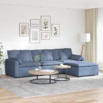 vidaXL Canapea modulară cu taburet și perne, albastru vidaXL Canapea modulară cu taburet și perne, albastru
