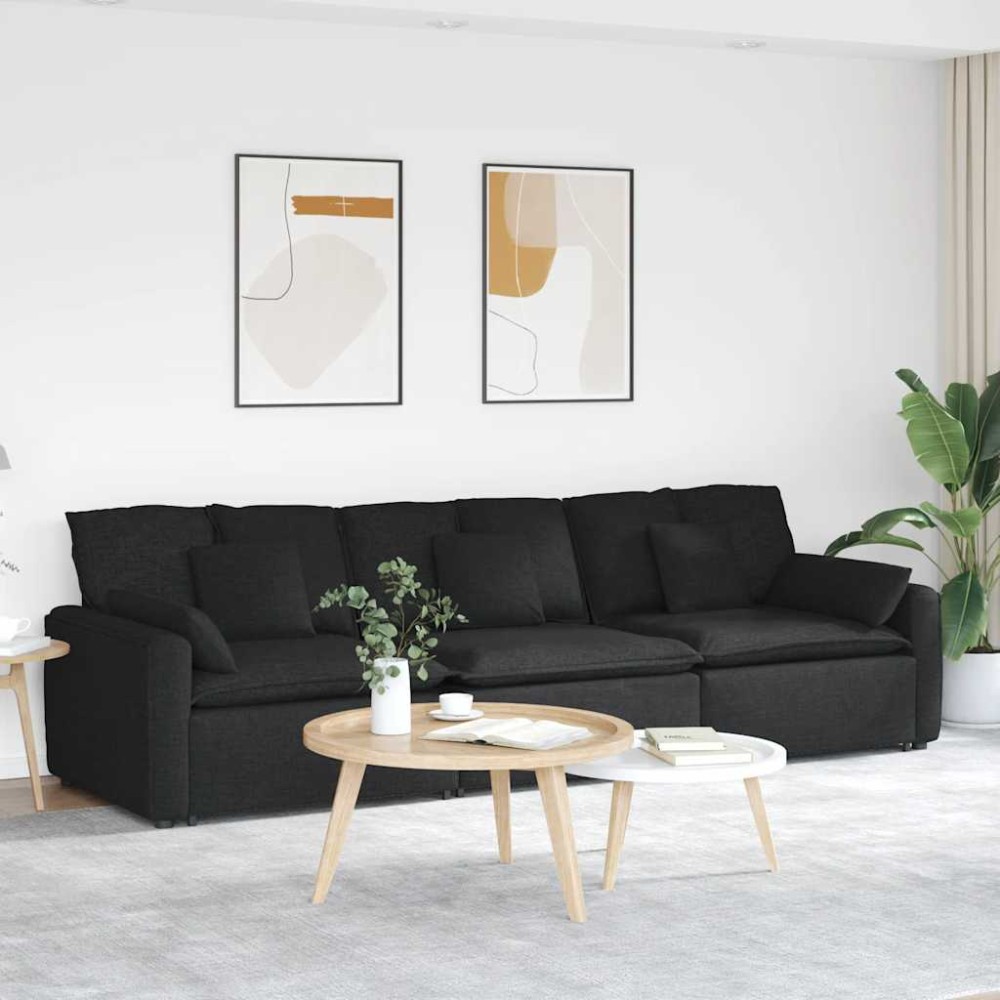 vidaXL Canapea modulară cu perne, negru