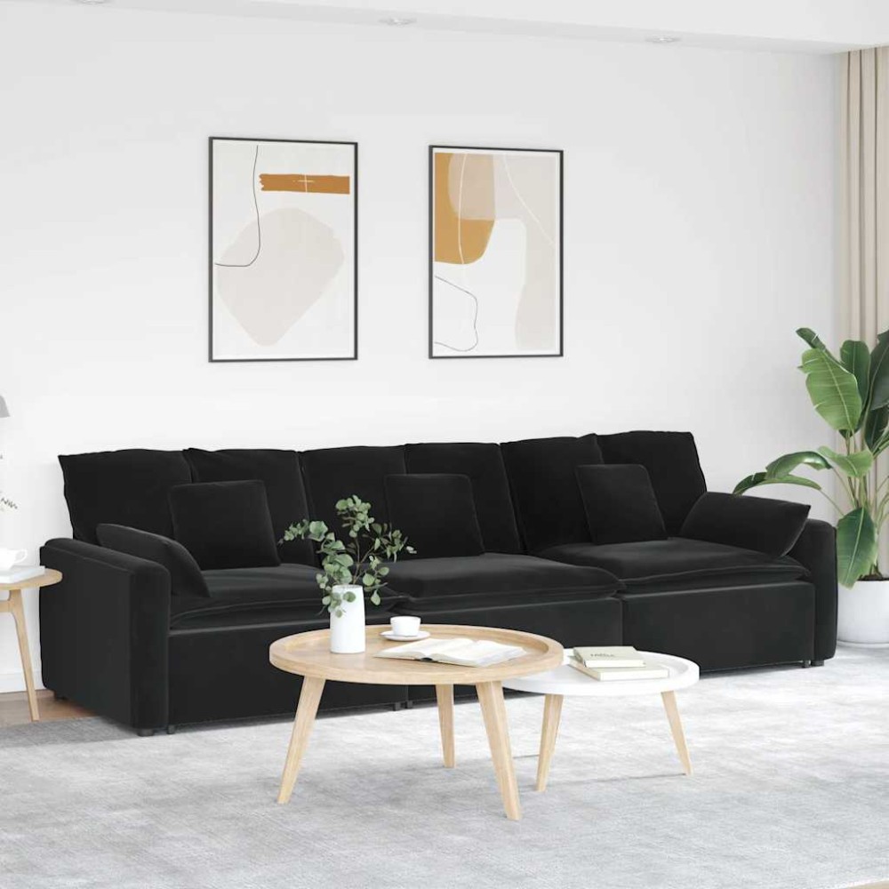 vidaXL Canapea modulară cu perne, negru