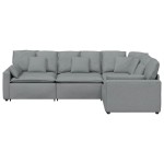 vidaXL Canapea modulară cu perne, gri deschis, textil vidaXL Canapea modulară cu perne, gri deschis, textil