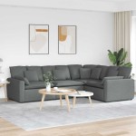 vidaXL Canapea modulară cu perne din stofă gri închis vidaXL Canapea modulară cu perne din stofă gri închis
