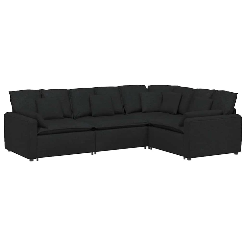 vidaXL Canapea modulară cu perne, negru, textil