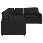 vidaXL Canapea modulară cu perne, negru, textil vidaXL Canapea modulară cu perne, negru, textil