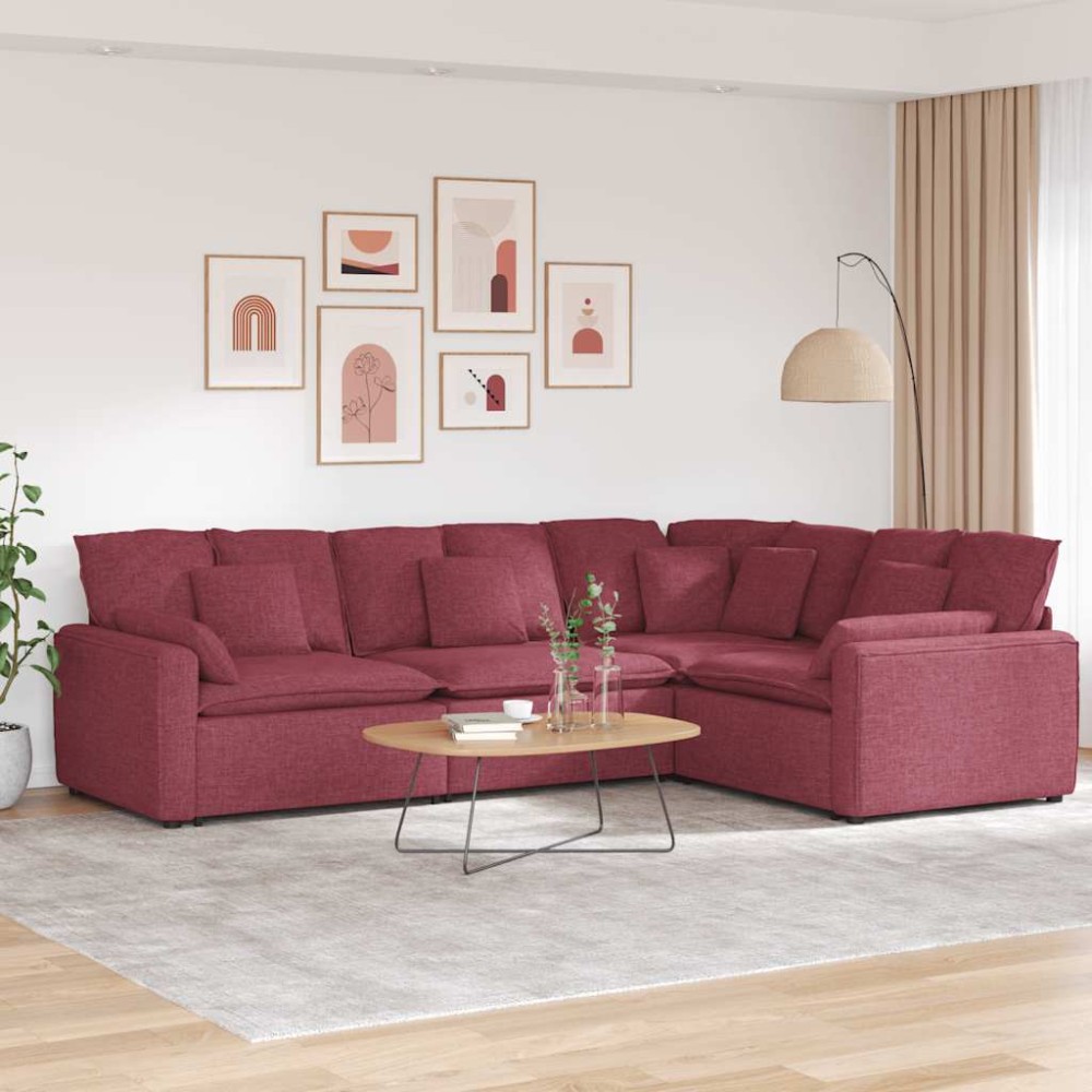 vidaXL Canapea modulară cu perne, roșu vin, textil