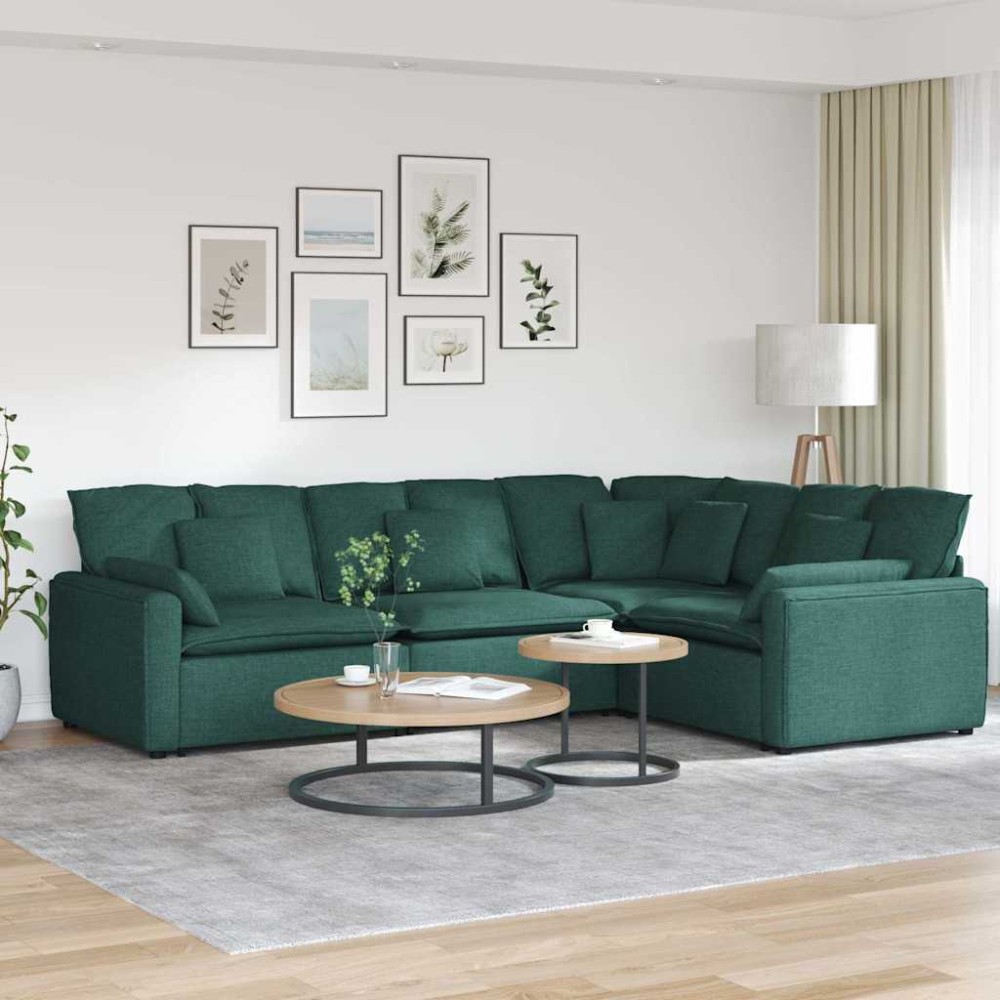 vidaXL Canapea modulară cu perne, verde închis, textil