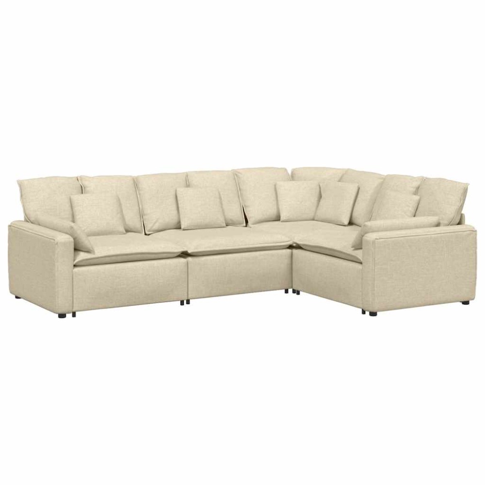 vidaXL Canapea modulară cu perne, crem, textil