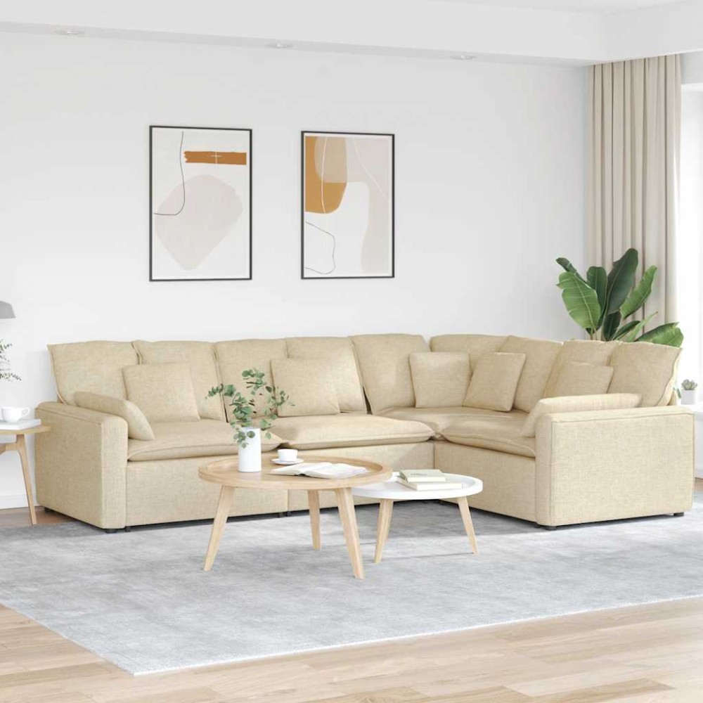 vidaXL Canapea modulară cu perne, crem, textil