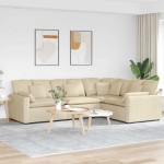 vidaXL Canapea modulară cu perne, crem, textil vidaXL Canapea modulară cu perne, crem, textil