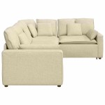 vidaXL Canapea modulară cu perne, crem, textil vidaXL Canapea modulară cu perne, crem, textil
