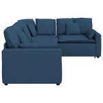 vidaXL Canapea modulară cu perne, albastru, textil vidaXL Canapea modulară cu perne, albastru, textil