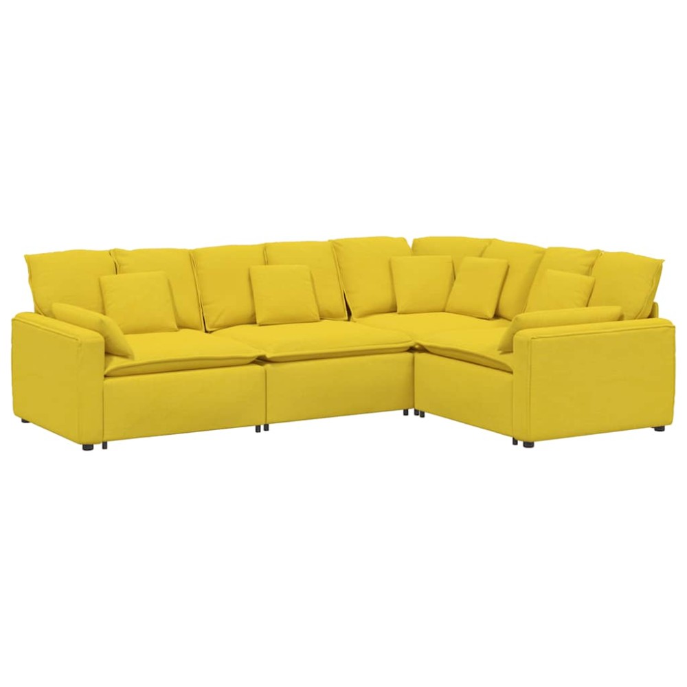 vidaXL Canapea modulară cu perne, galben deschis, textil