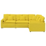 vidaXL Canapea modulară cu perne, galben deschis, textil vidaXL Canapea modulară cu perne, galben deschis, textil