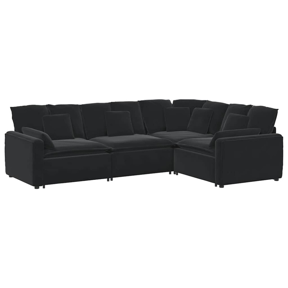 vidaXL Canapea modulară cu perne, negru, catifea