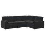 vidaXL Canapea modulară cu perne, negru, catifea vidaXL Canapea modulară cu perne, negru, catifea
