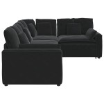 vidaXL Canapea modulară cu perne, negru, catifea vidaXL Canapea modulară cu perne, negru, catifea