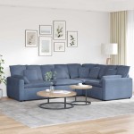vidaXL Canapea modulară cu perne, albastru, țesătură velur vidaXL Canapea modulară cu perne, albastru, țesătură velur