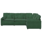 vidaXL Canapea modulară cu perne, verde închis, țesătură velur vidaXL Canapea modulară cu perne, verde închis, țesătură velur