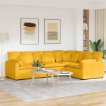 vidaXL Canapea modulară cu perne, galben deschis, țesătură velur vidaXL Canapea modulară cu perne, galben deschis, țesătură velur