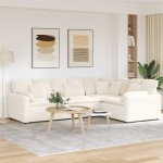 vidaXL Canapea modulară cu perne, țesătură ondulată ca lână, crem vidaXL Canapea modulară cu perne, țesătură ondulată ca lână, crem