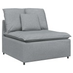 vidaXL Canapea modulară cu taburet și perne, textil, gri deschis vidaXL Canapea modulară cu taburet și perne, textil, gri deschis