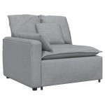 vidaXL Canapea modulară cu taburet și perne, textil, gri deschis vidaXL Canapea modulară cu taburet și perne, textil, gri deschis