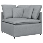 vidaXL Canapea modulară cu taburet și perne, textil, gri deschis vidaXL Canapea modulară cu taburet și perne, textil, gri deschis