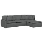 vidaXL Canapea modulară cu taburet și perne material textil gri închis vidaXL Canapea modulară cu taburet și perne material textil gri închis