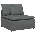 vidaXL Canapea modulară cu taburet și perne material textil gri închis vidaXL Canapea modulară cu taburet și perne material textil gri închis