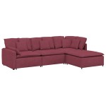 vidaXL Canapea modulară cu taburet și perne, material textil, roșu vin vidaXL Canapea modulară cu taburet și perne, material textil, roșu vin