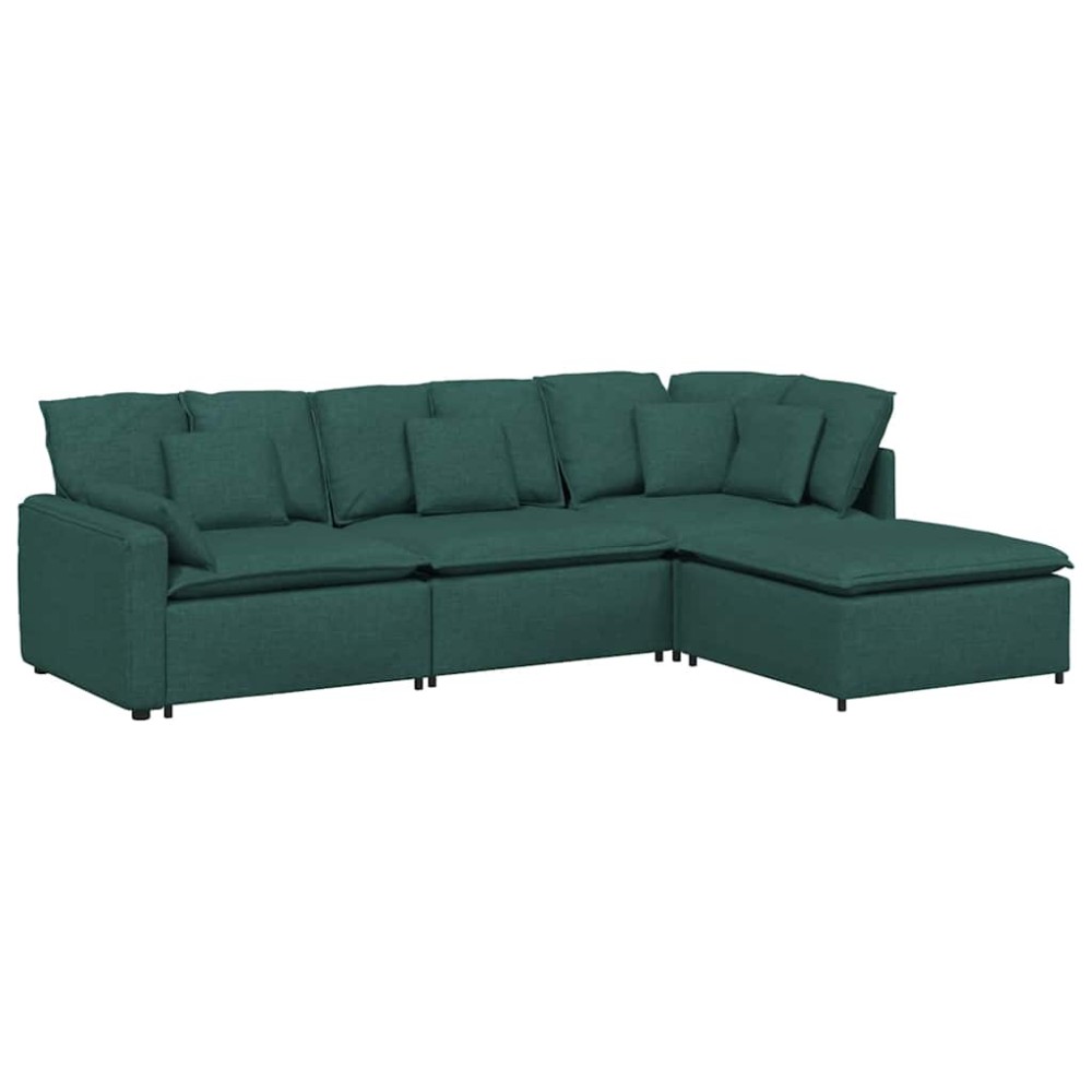 vidaXL Canapea modulară cu taburet și perne, textil, verde închis