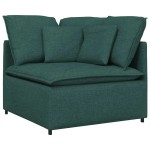 vidaXL Canapea modulară cu taburet și perne, textil, verde închis vidaXL Canapea modulară cu taburet și perne, textil, verde închis