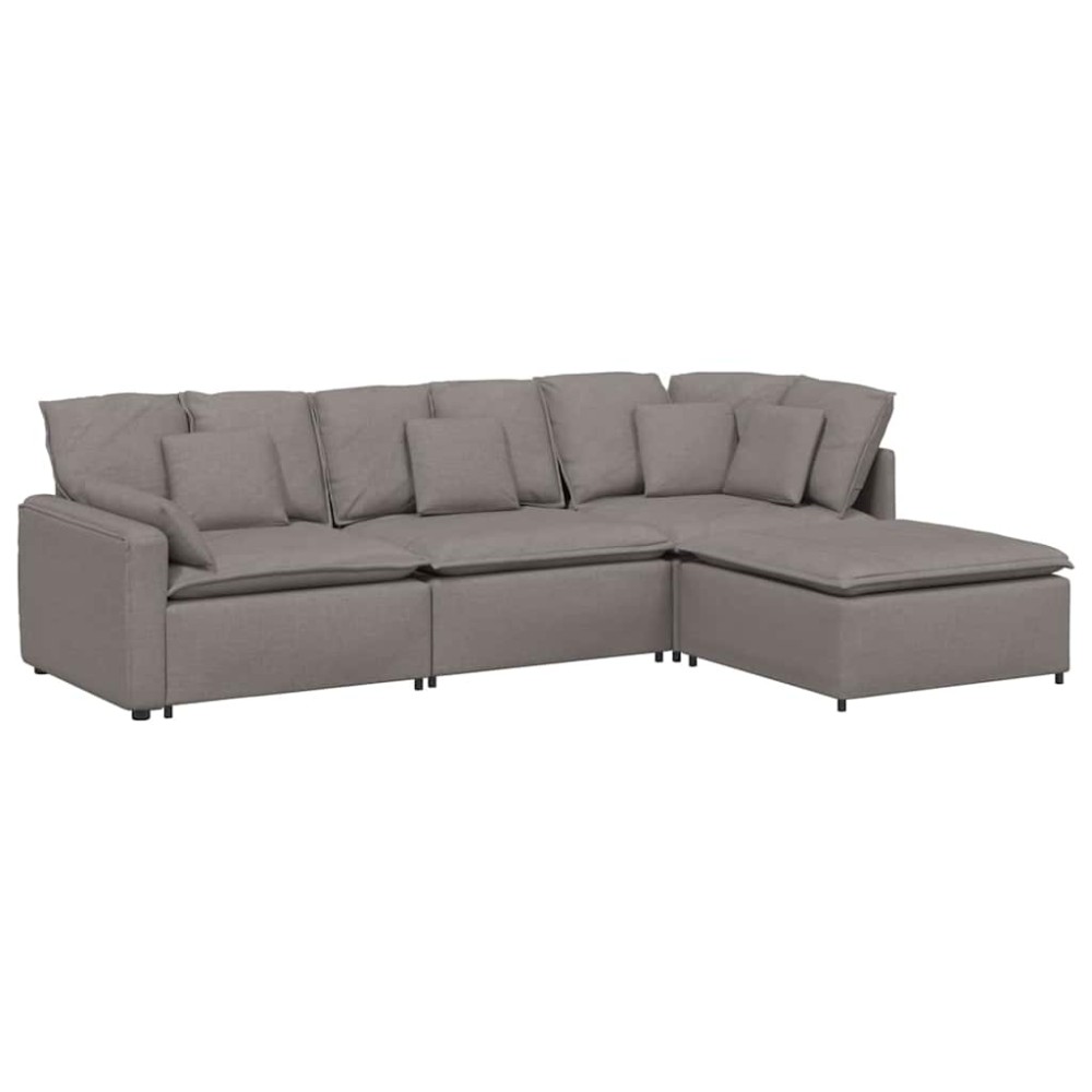 vidaXL Canapea modulară cu taburet și perne, textil, gri taupe