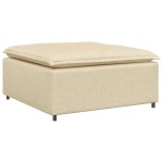 vidaXL Canapea modulară cu taburet și perne, material textil, crem vidaXL Canapea modulară cu taburet și perne, material textil, crem