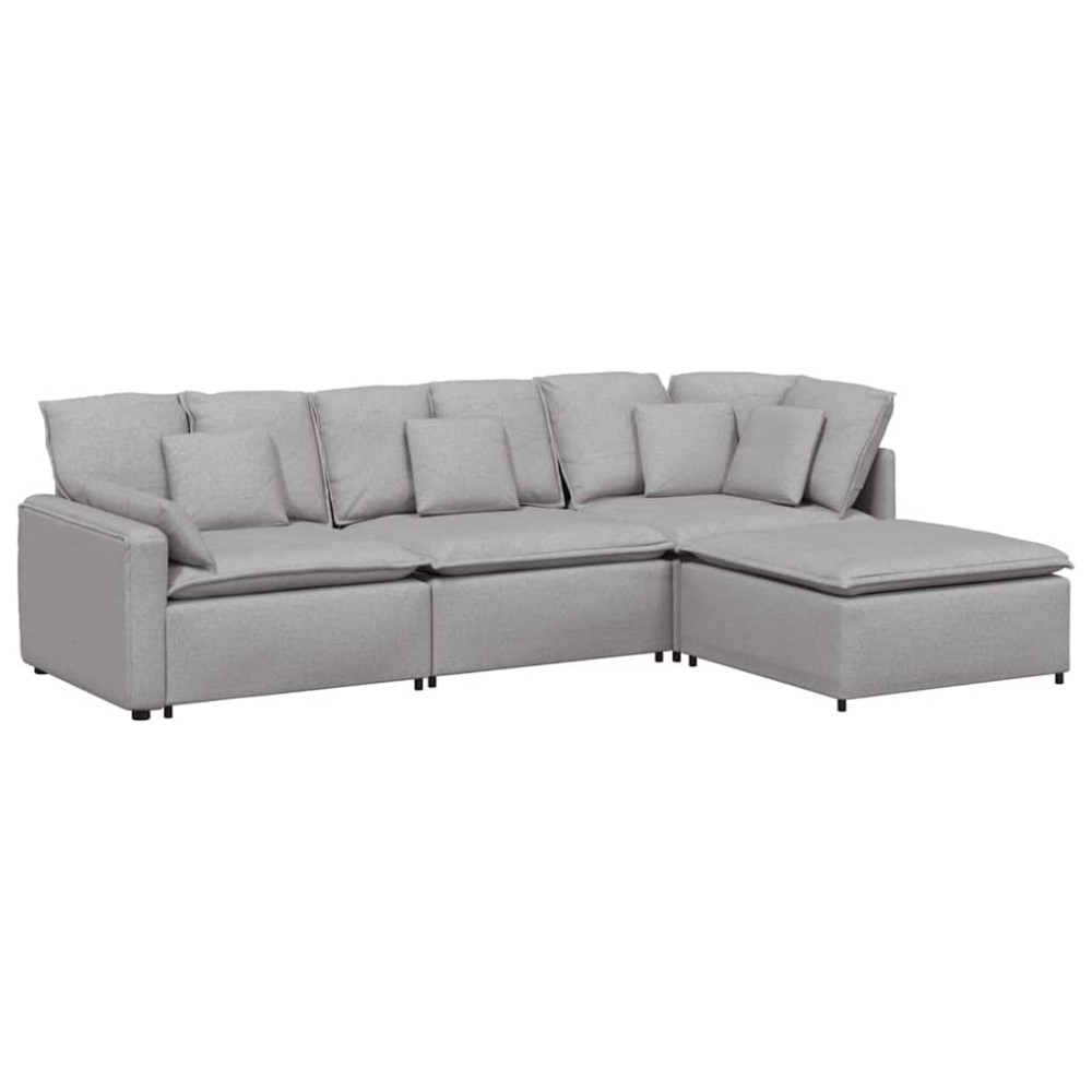 vidaXL Canapea modulară cu taburet și perne, material textil, gri nor