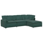 vidaXL Canapea modulară cu taburet și perne, catifea, verde închis vidaXL Canapea modulară cu taburet și perne, catifea, verde închis