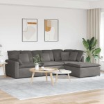 vidaXL Canapea modulară cu taburet și perne țesătură velur gri deschis vidaXL Canapea modulară cu taburet și perne țesătură velur gri deschis