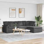 vidaXL Canapea modulară cu taburet și perne țesătură velur gri închis vidaXL Canapea modulară cu taburet și perne țesătură velur gri închis