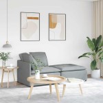 vidaXL Canapea modulară cu taburet și perne, textil, gri deschis vidaXL Canapea modulară cu taburet și perne, textil, gri deschis
