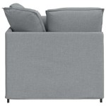 vidaXL Canapea modulară cu taburet și perne, textil, gri deschis vidaXL Canapea modulară cu taburet și perne, textil, gri deschis