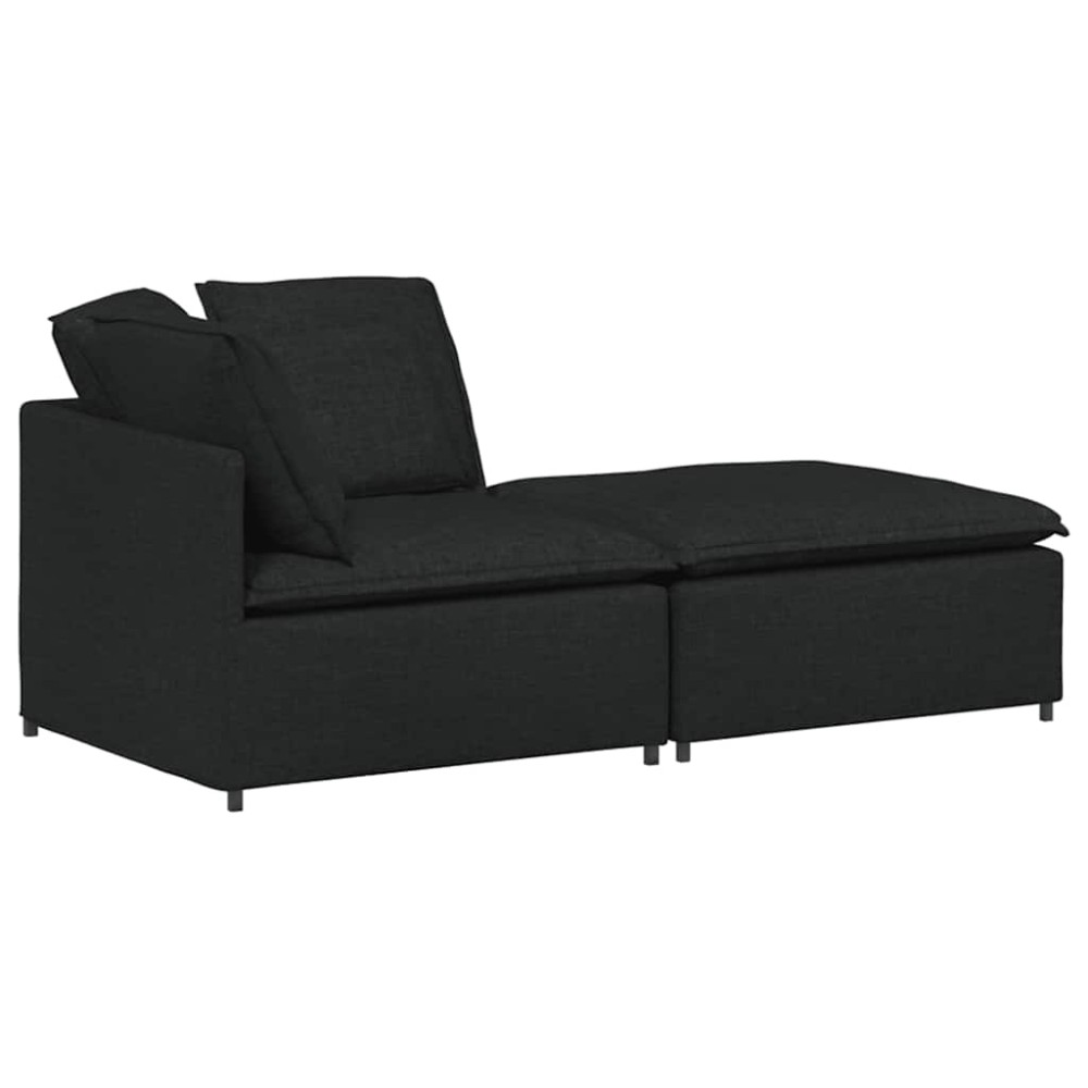 vidaXL Canapea modulară cu taburet și perne, material textil, negru
