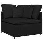 vidaXL Canapea modulară cu taburet și perne, material textil, negru vidaXL Canapea modulară cu taburet și perne, material textil, negru