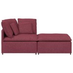 vidaXL Canapea modulară cu taburet și perne, material textil, roșu vin vidaXL Canapea modulară cu taburet și perne, material textil, roșu vin