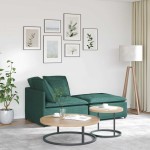 vidaXL Canapea modulară cu taburet și perne, textil, verde închis vidaXL Canapea modulară cu taburet și perne, textil, verde închis